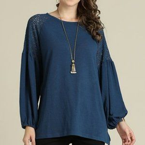 Suzanne Betro Baltic Sea Lace-Sleeve Tunic - Size: 2X